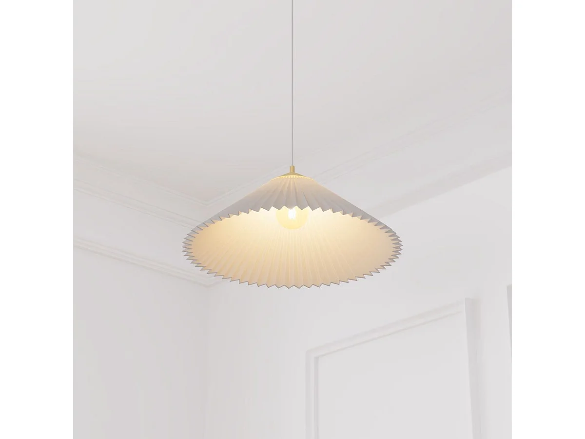 Luminaire Suspension en vinyle Blanc et métal Doré D 49 cm