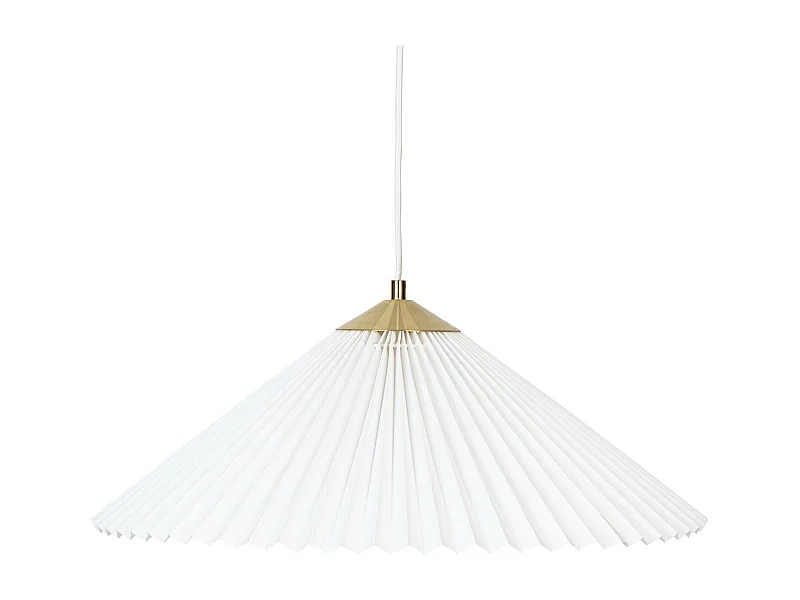 Luminaire Suspension en vinyle Blanc et métal Doré D 49 cm