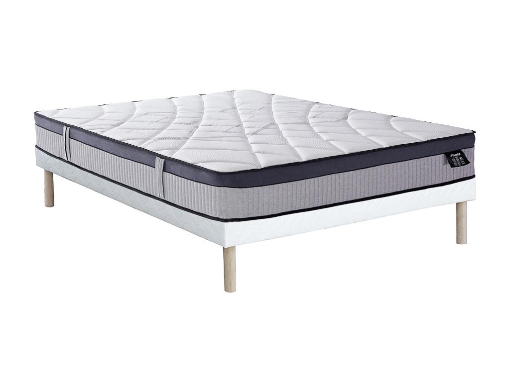 Set aus Bettgestell + Matratze - 140 x 190 cm - Hybridmatratze - 5-Zonen-Ta günstig online kaufen
