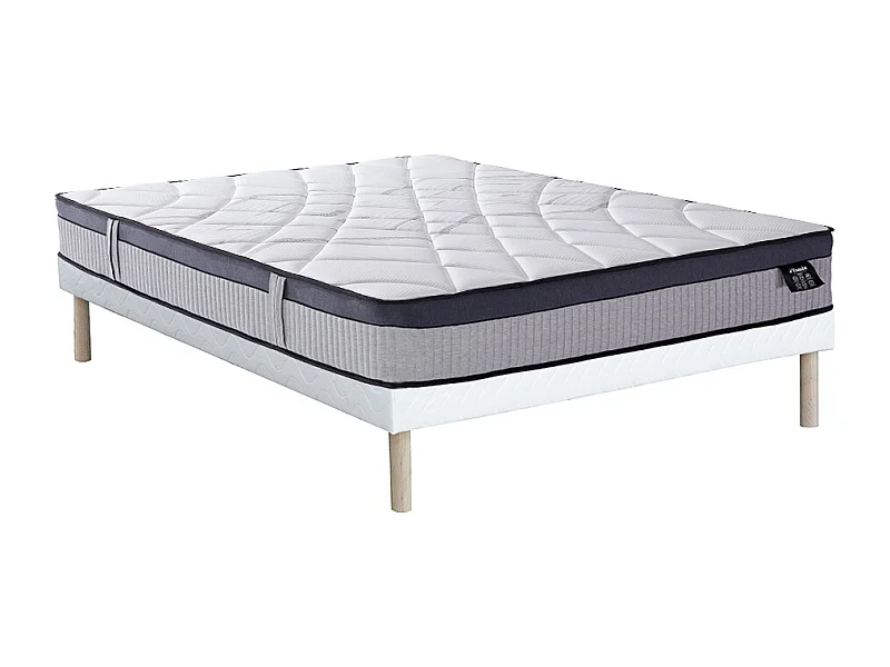 Zestaw 140 x 190 cm stelaż uniwersalny + materac hybrydowy z 5-strefowymi sprężynami kieszeniowymi i pianką z pamięcią kształtu grub. 30 cm - PATNOS marki YSMÉE