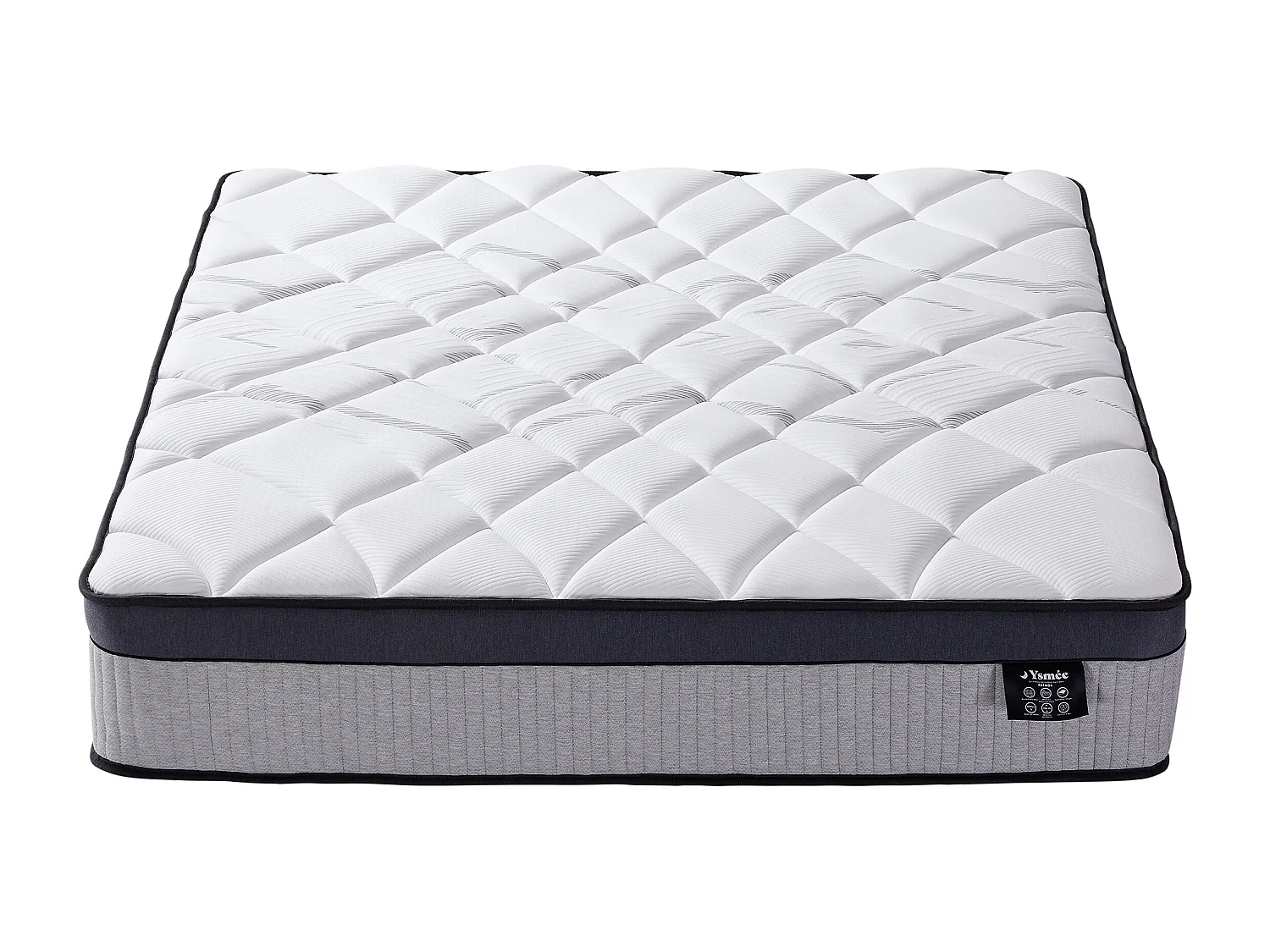 Ensemble 140 x 190 cm sommier tapissier + matelas hybride ressorts ensachés 5 zones et mousse à mémoire de forme ép.30cm - PATNOS de YSMÉE