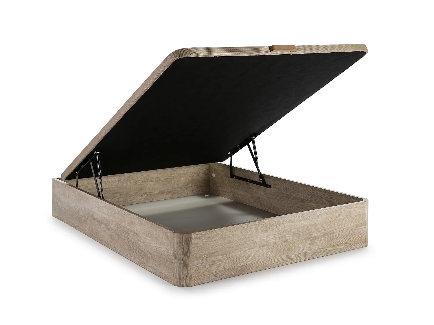 Set aus Bettgestell mit Bettkasten + Matratze - 140 x 190 cm - Hybridmatratze - 5-Zonen-Taschenfederkern & Memory Schaum - Stärke 30 cm - Holzfarben hell - PATNOS von YSMÉE