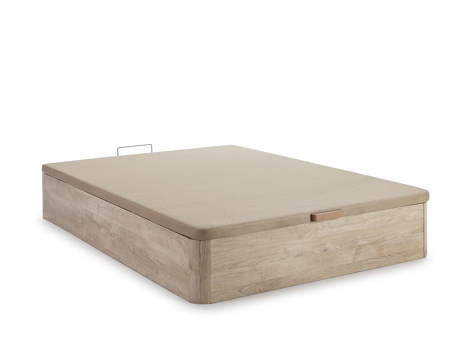 Set aus Bettgestell mit Bettkasten + Matratze - 140 x 190 cm - Hybridmatratze - 5-Zonen-Taschenfederkern & Memory Schaum - Stärke 30 cm - Holzfarben hell - PATNOS von YSMÉE