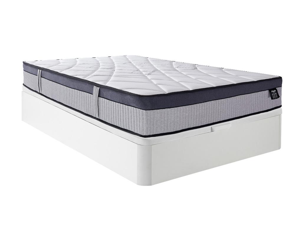 Set aus Bettgestell mit Bettkasten + Matratze - 140 x 190 cm - Hybridmatrat günstig online kaufen