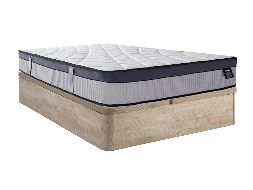 Set aus Bettgestell mit Bettkasten + Matratze - 160 x 200 cm - Hybridmatrat günstig online kaufen