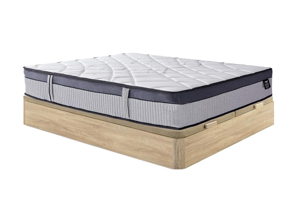 Set aus Bettgestell mit Bettkasten + Matratze - 180 x 200 cm - Hybridmatrat günstig online kaufen