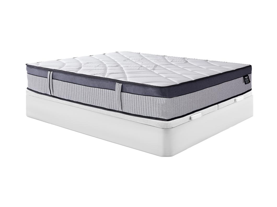 Conjunto 180x200 cm sommier com espaço de arrumação branco + colchão híbrido molas ensacadas 5 zonas e espuma com memória de forma esp. 30 cm - PATNOS de YSMÉE