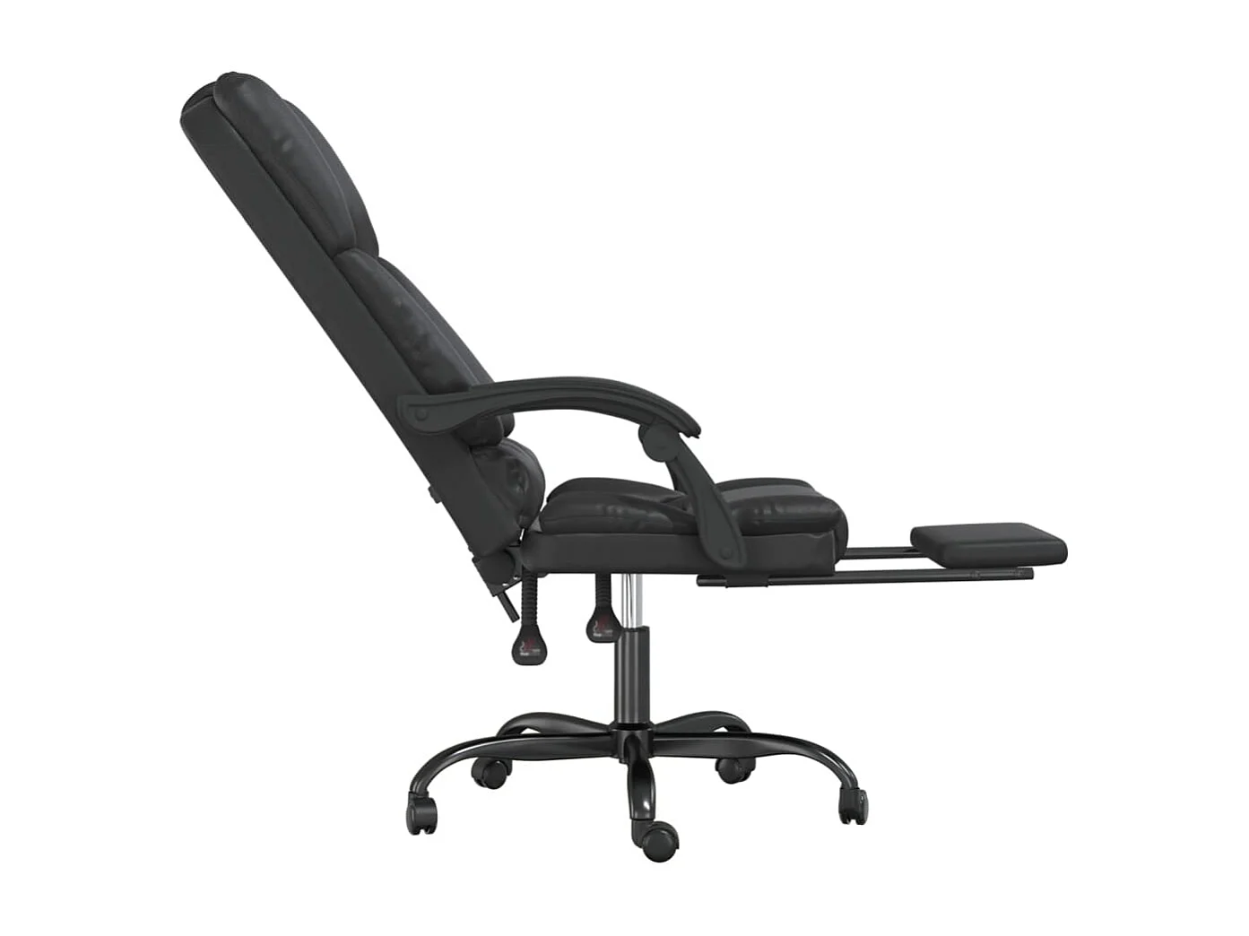 Cadeira escritório massagens reclinável couro artificial preto