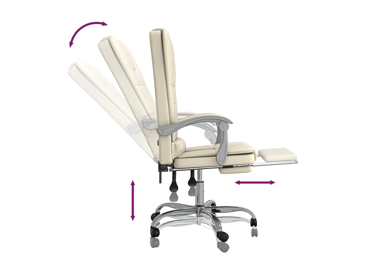 Fauteuil de massage inclinable de bureau Crème Similicuir