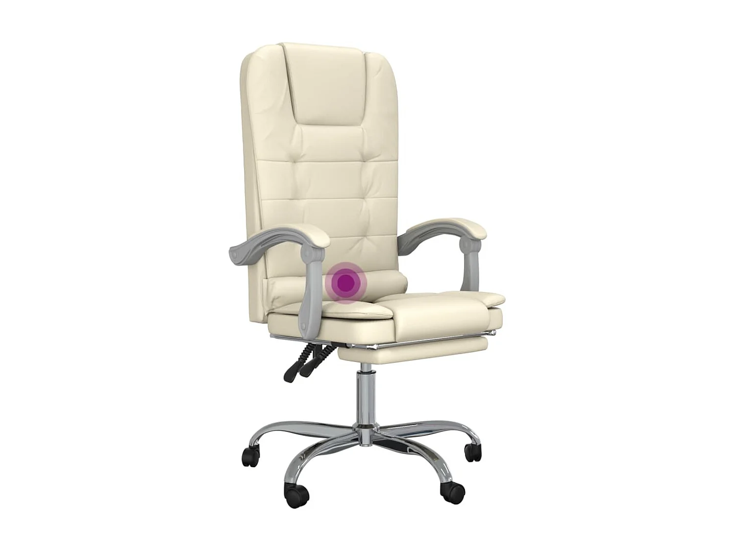 Fauteuil de massage inclinable de bureau Crème Similicuir