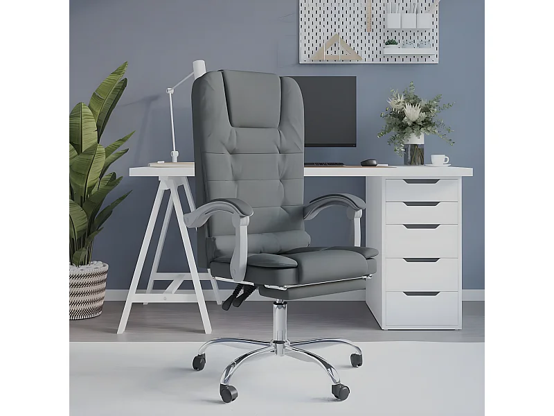 Fauteuil de massage inclinable de bureau Gris foncé Tissu