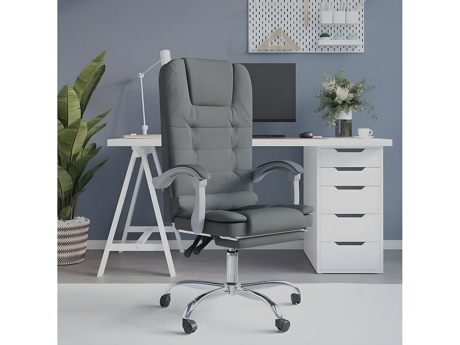 Fauteuil de massage inclinable de bureau Gris foncé Tissu
