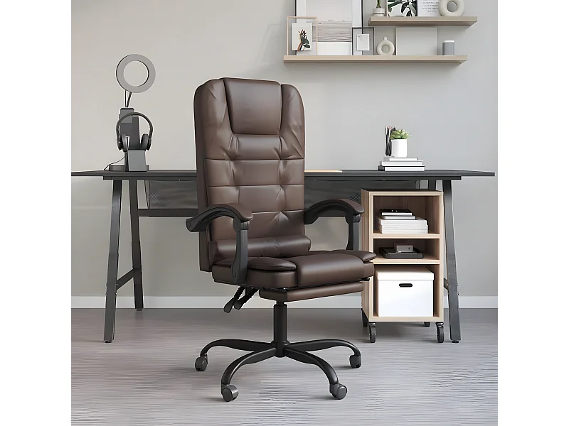 Fauteuil de massage inclinable de bureau Marron Similicuir