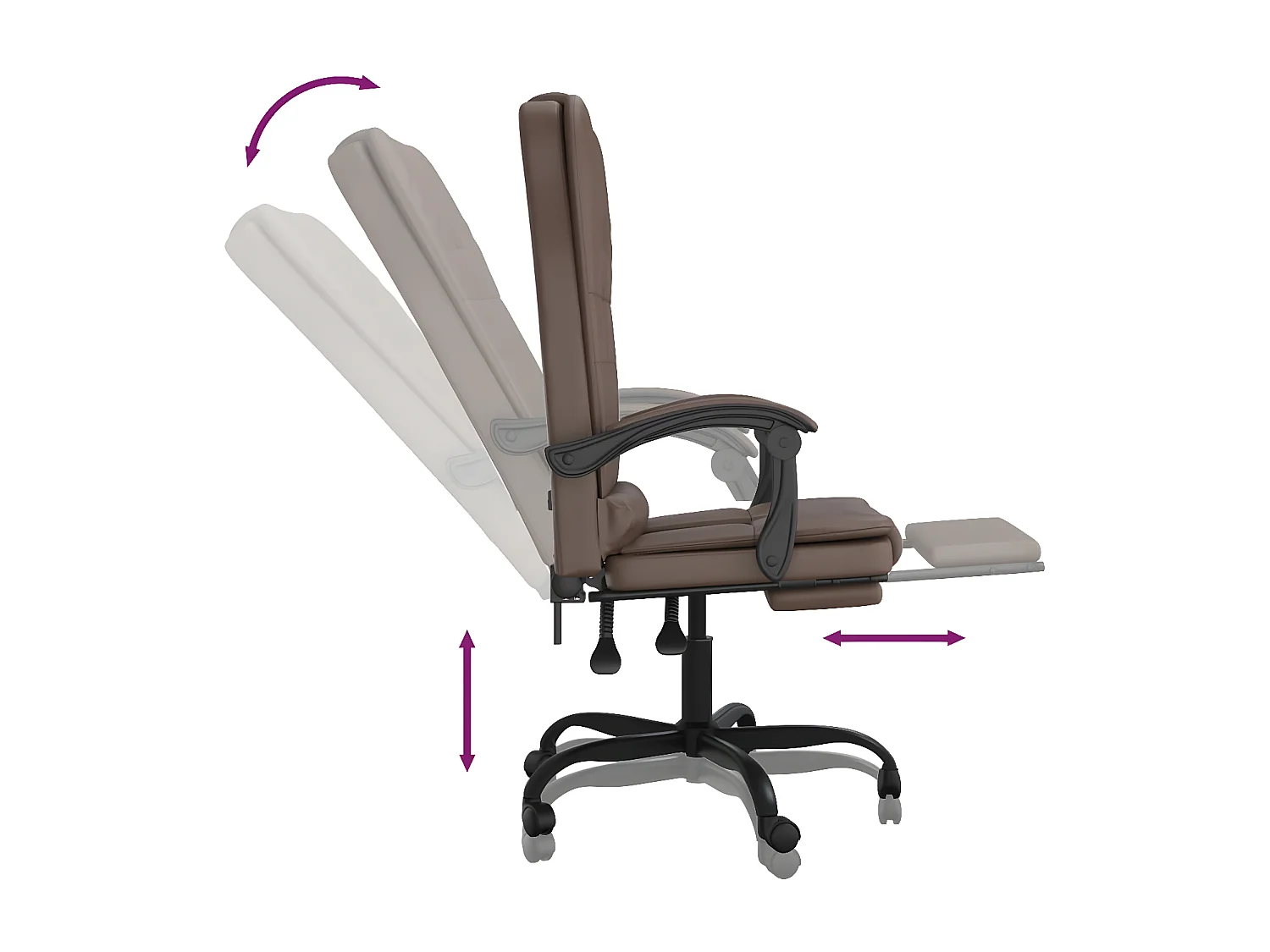 Fauteuil de massage inclinable de bureau Marron Similicuir