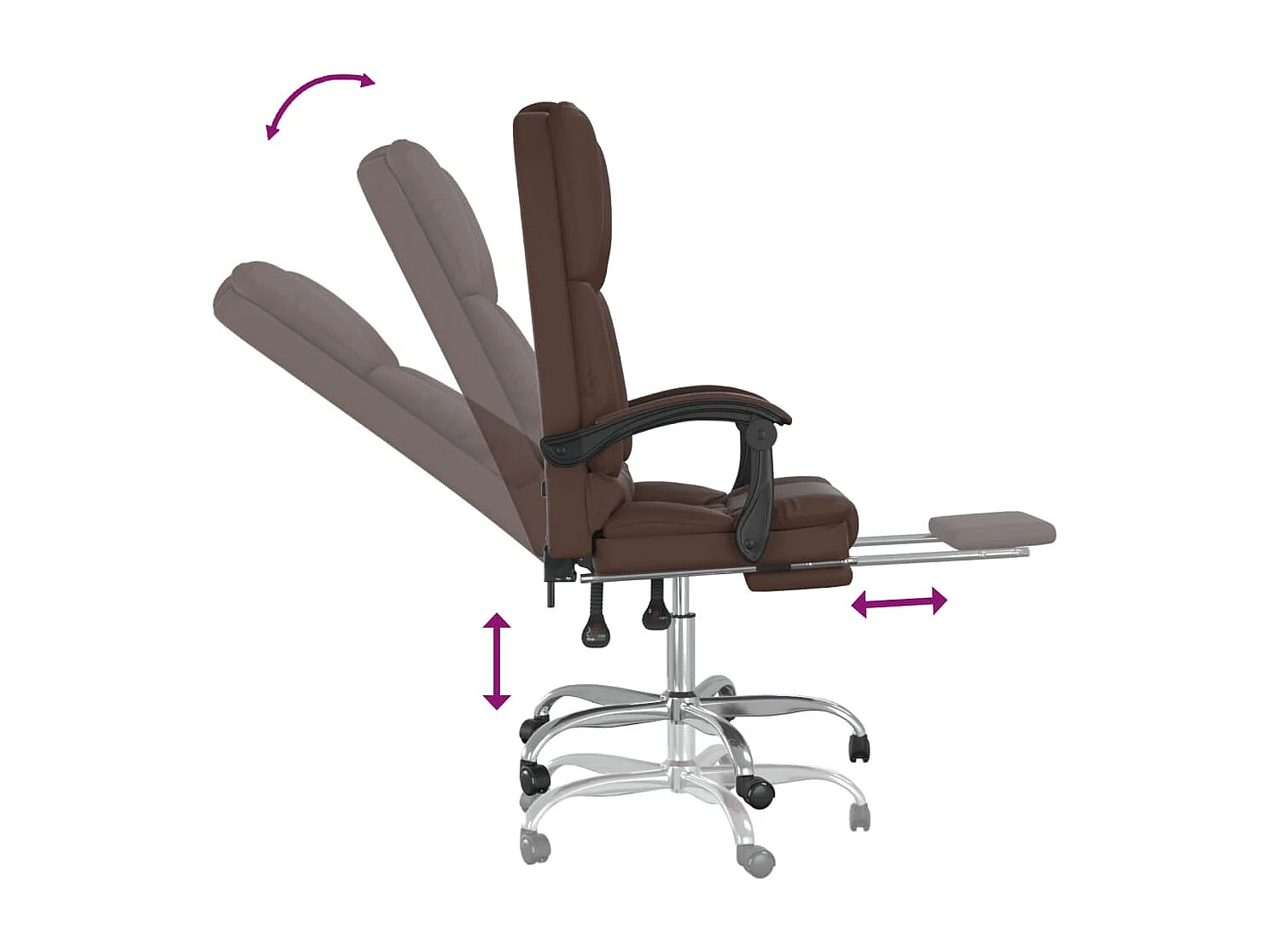 Silla de oficina reclinable masaje cuero sintético marrón