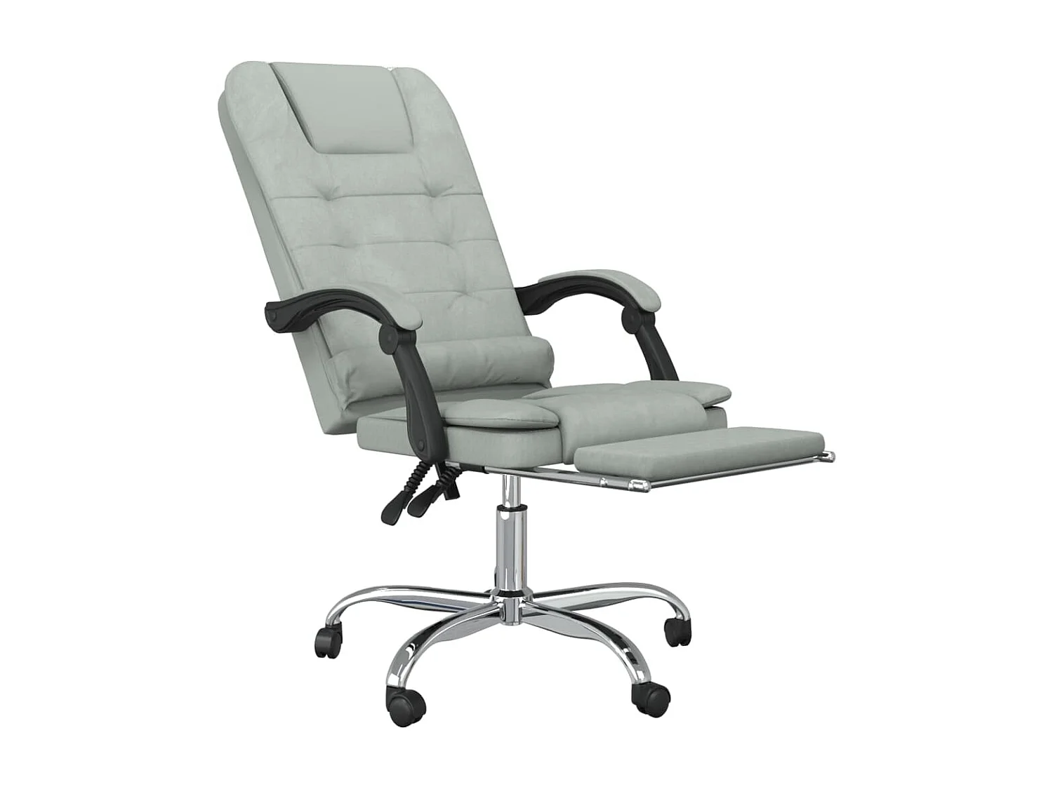Fauteuil de massage inclinable de bureau Gris clair Velours