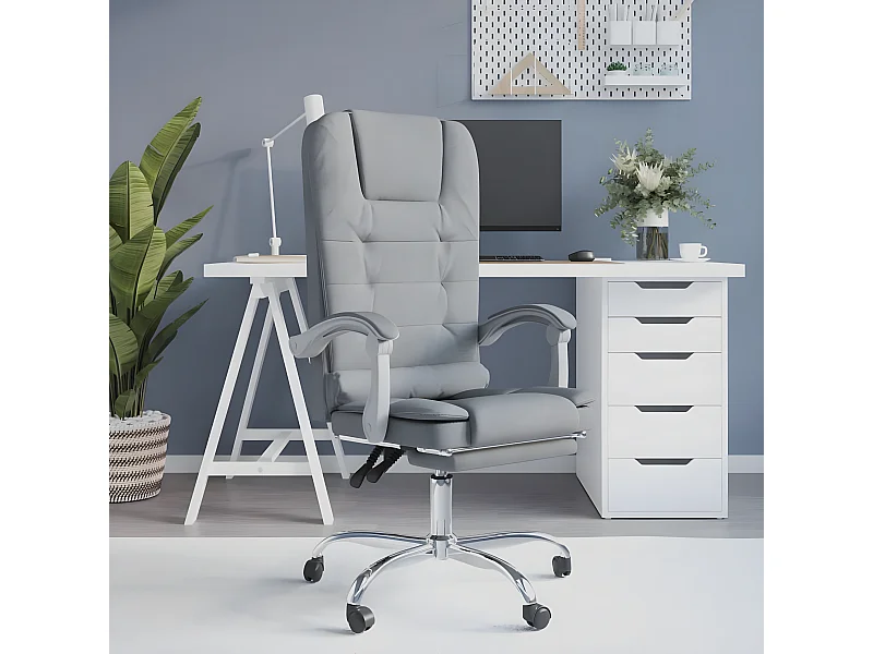 Fauteuil de massage inclinable de bureau Gris clair Tissu