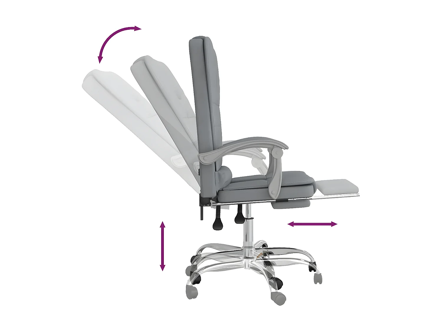 Fauteuil de massage inclinable de bureau Gris clair Tissu
