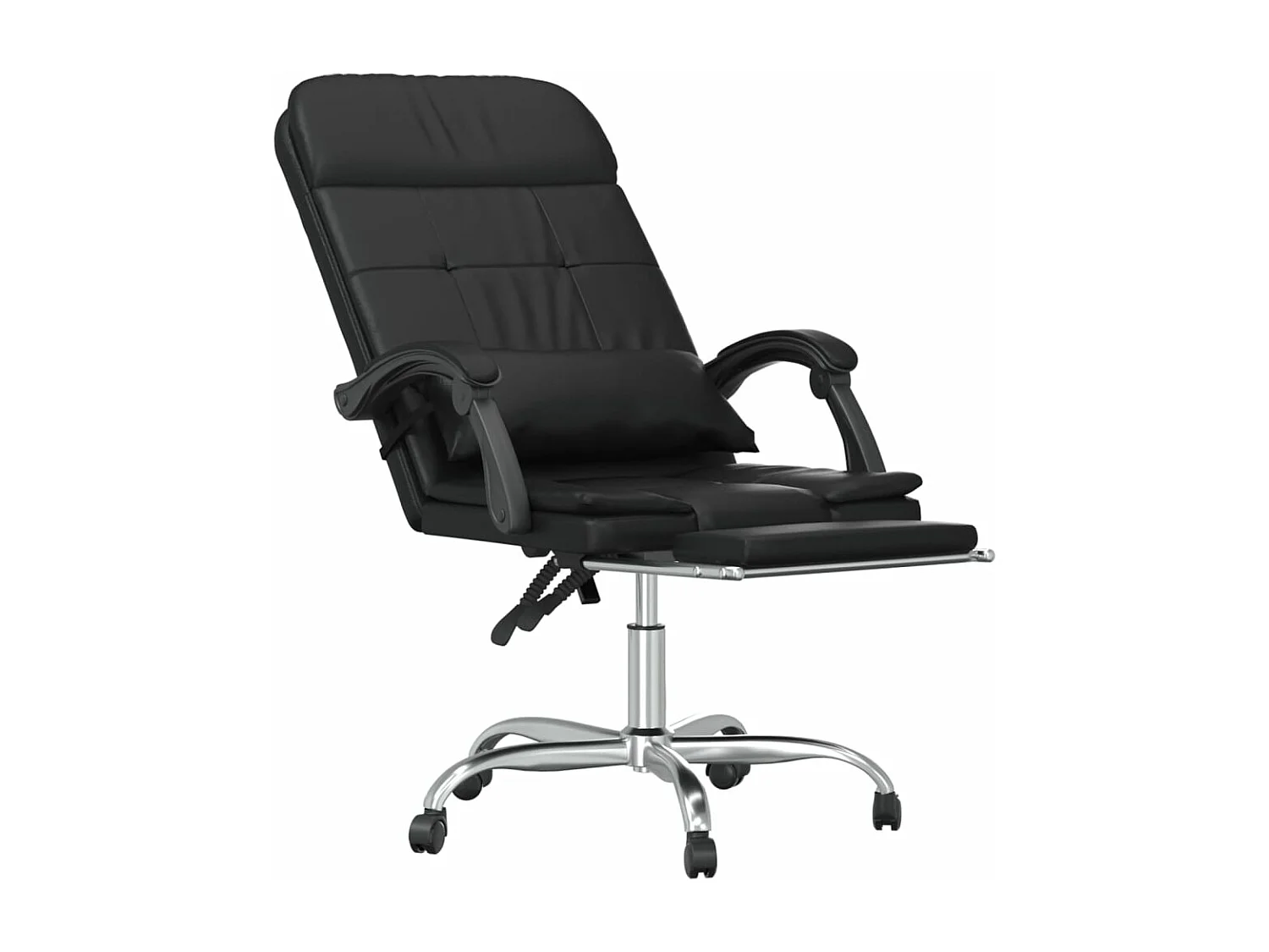 Cadeira escritório massagens reclinável couro artificial preto
