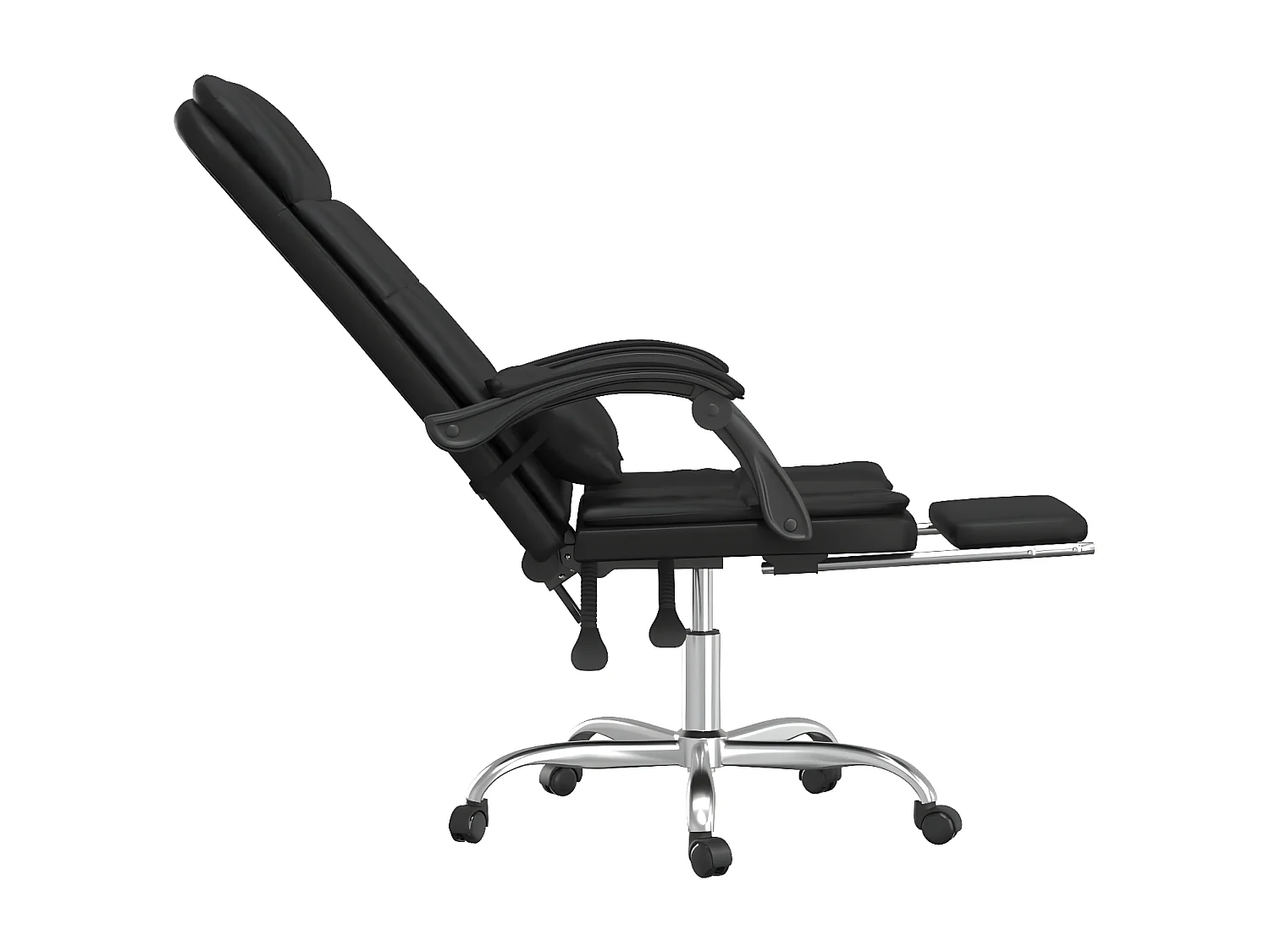 Cadeira escritório massagens reclinável couro artificial preto