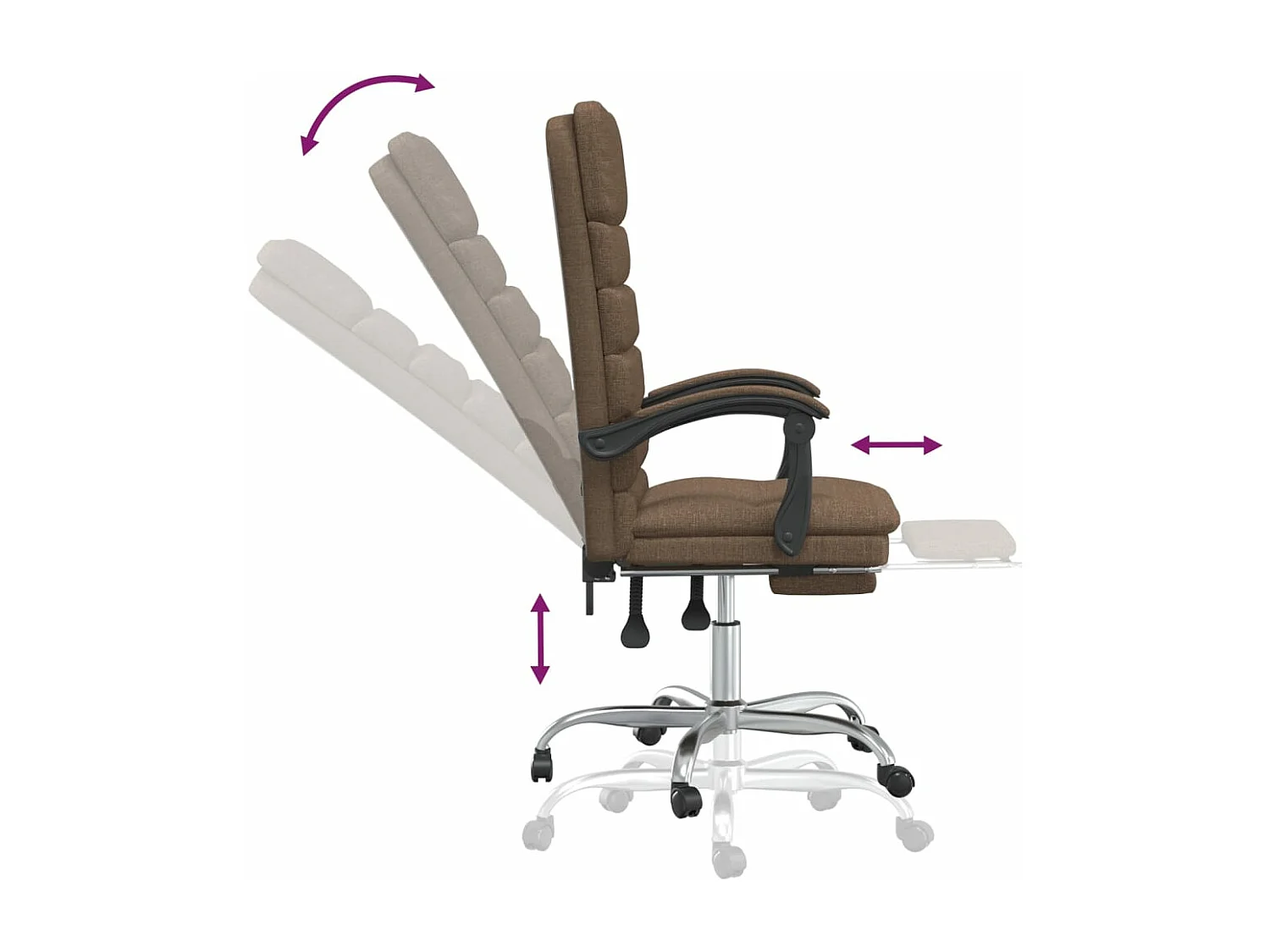 Silla de oficina reclinable con masaje de tela marrón