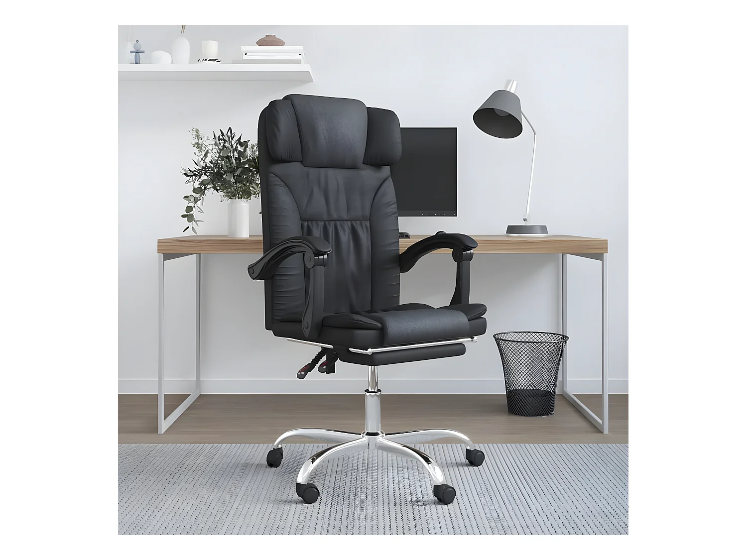 Fauteuil de massage inclinable de bureau Noir Similicuir