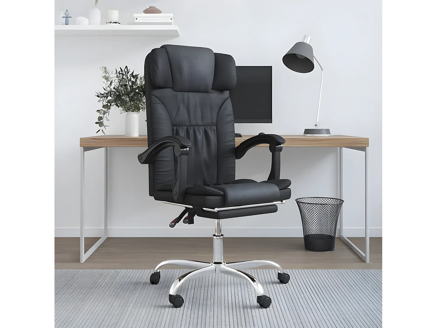 Fauteuil de massage inclinable de bureau Noir Similicuir
