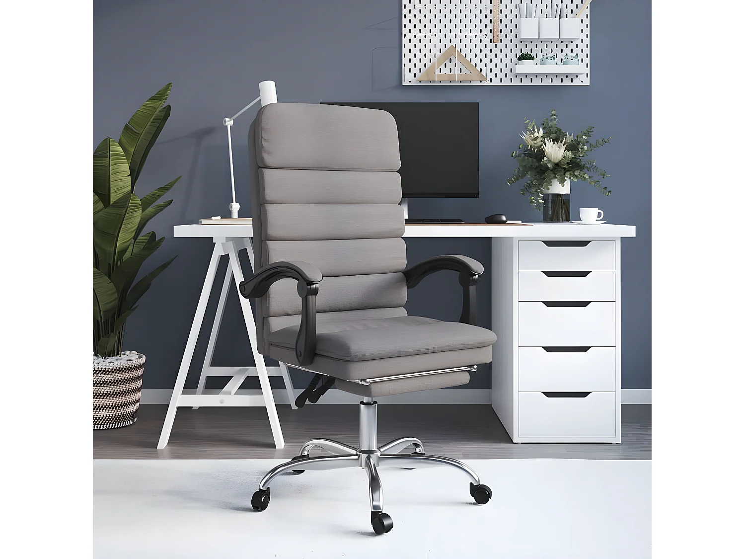 Fauteuil de massage inclinable de bureau Taupe Tissu