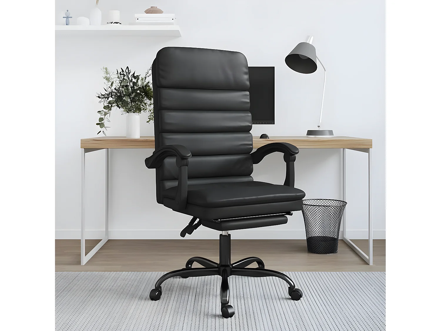 Fauteuil de massage inclinable de bureau Noir Similicuir