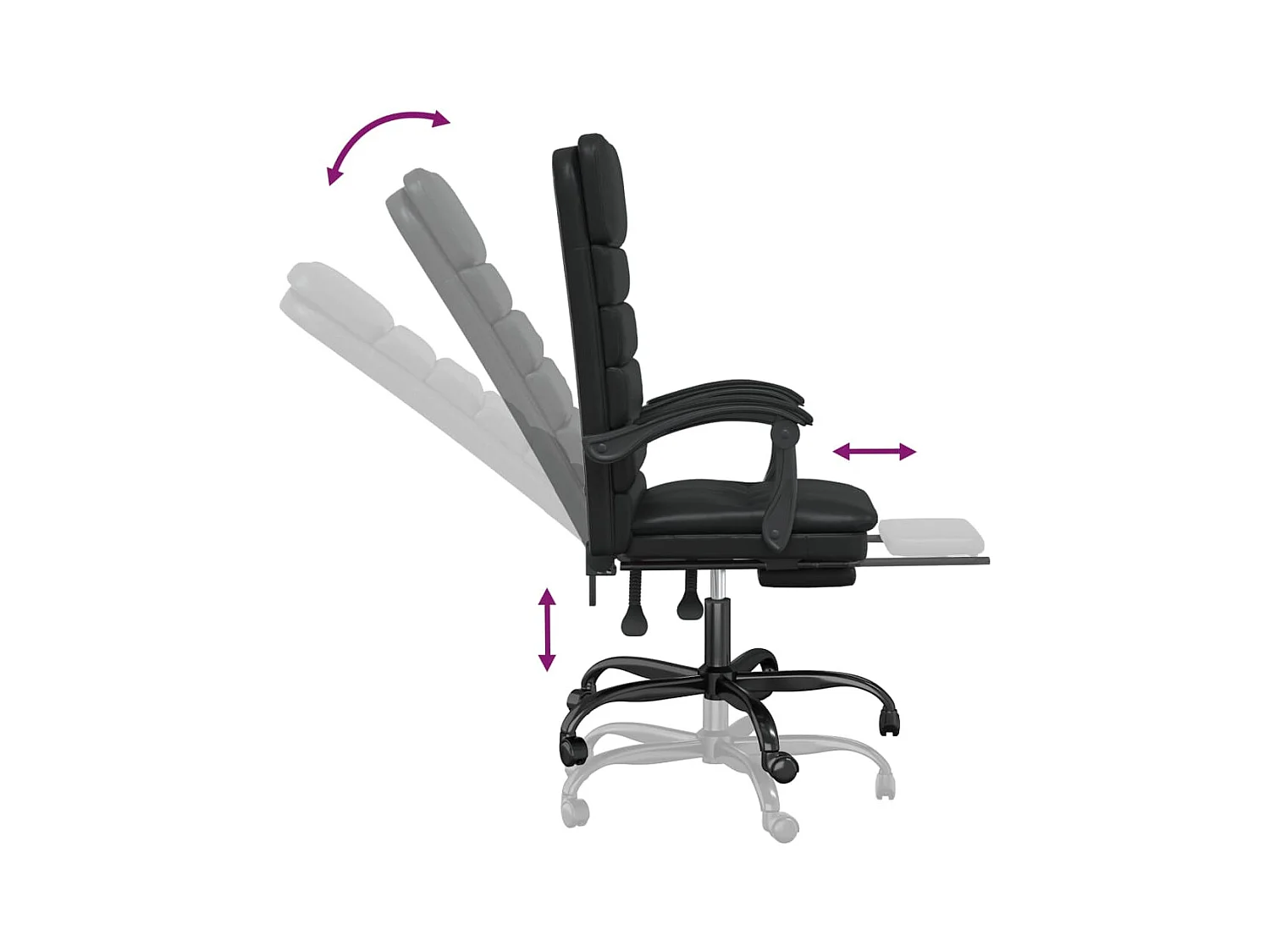 Fauteuil de massage inclinable de bureau Noir Similicuir