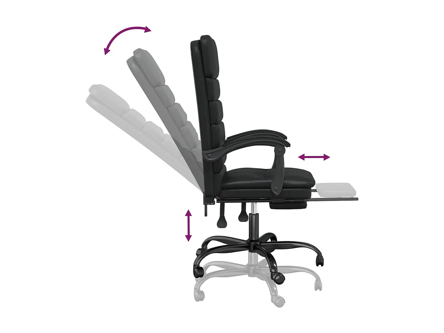 Fauteuil de massage inclinable de bureau Noir Similicuir