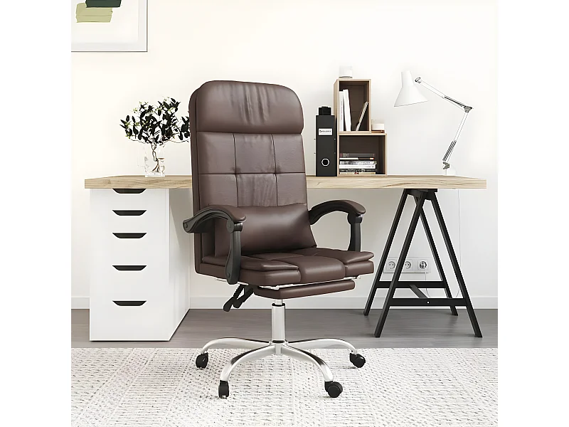 Fauteuil de massage inclinable de bureau Marron Similicuir