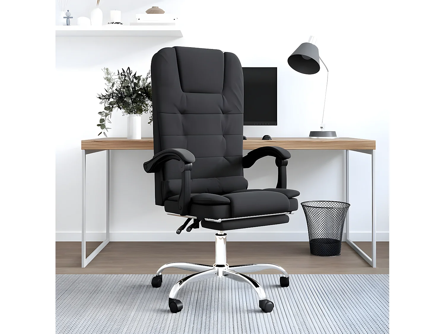 Fauteuil de massage inclinable de bureau Noir Similicuir