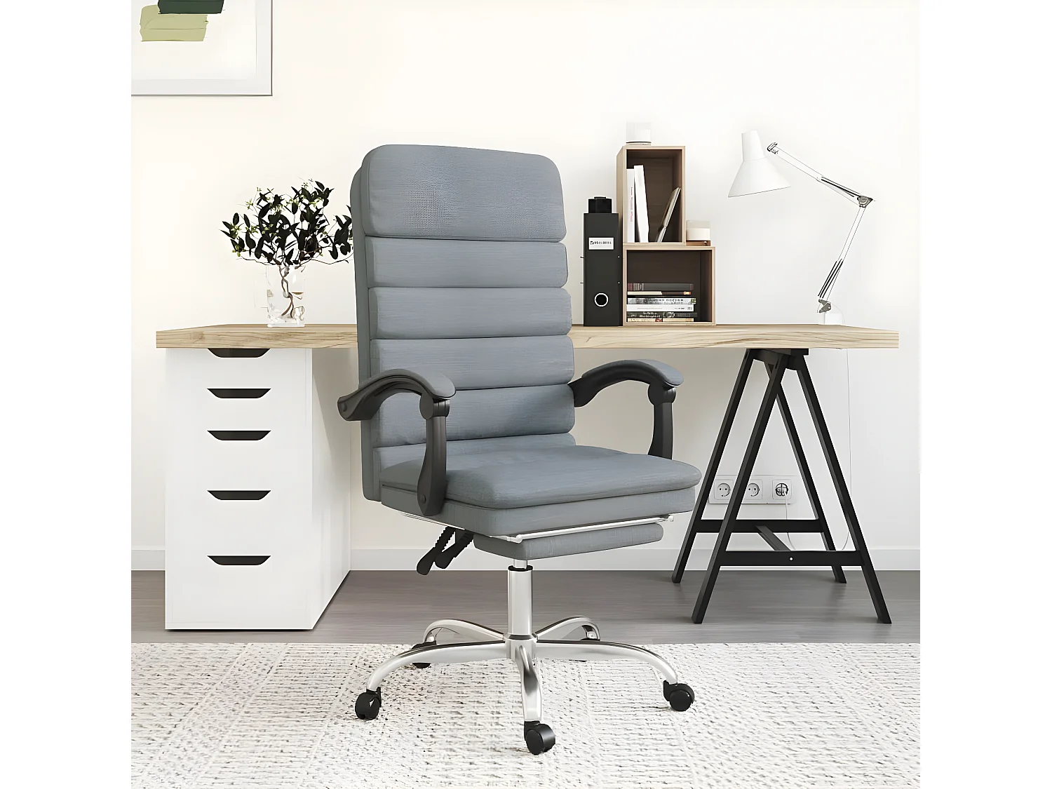 Fauteuil de massage inclinable de bureau Gris clair Tissu
