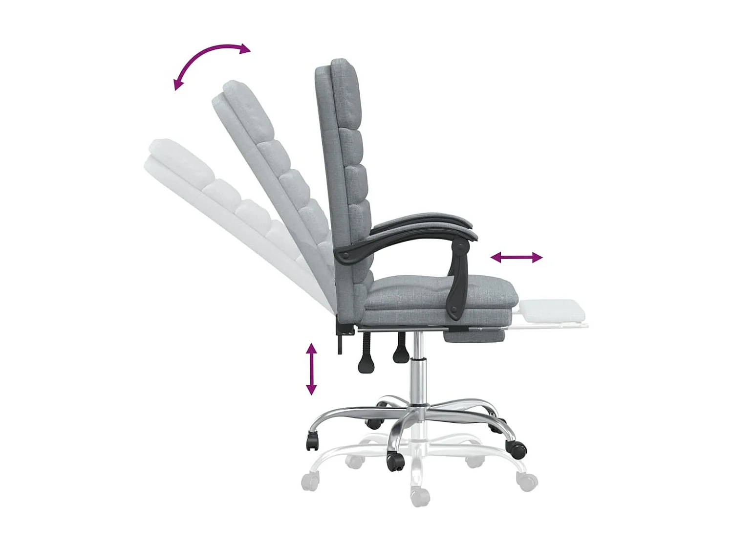 Fauteuil de massage inclinable de bureau Gris clair Tissu