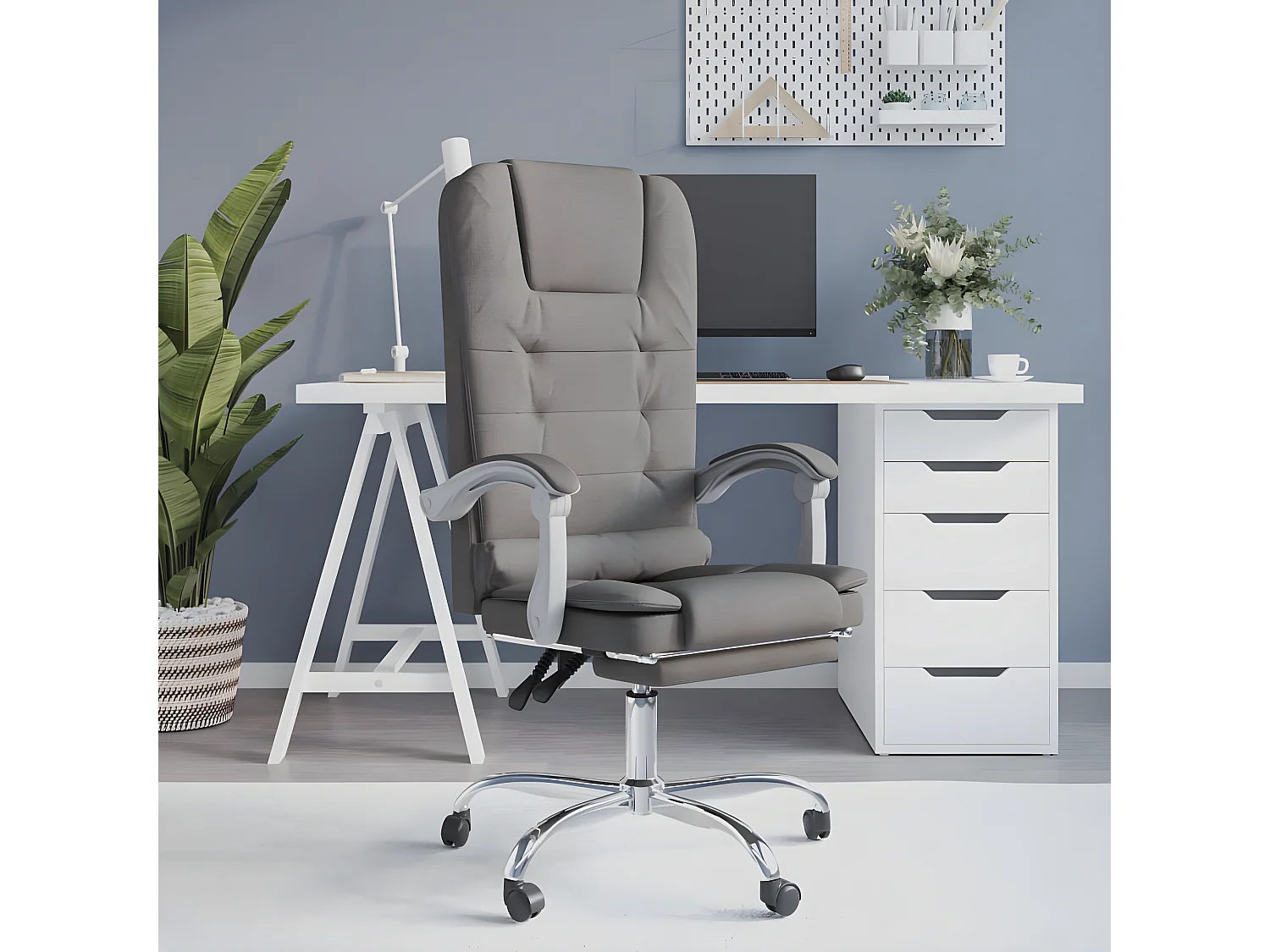 Fauteuil de massage inclinable de bureau Taupe Tissu