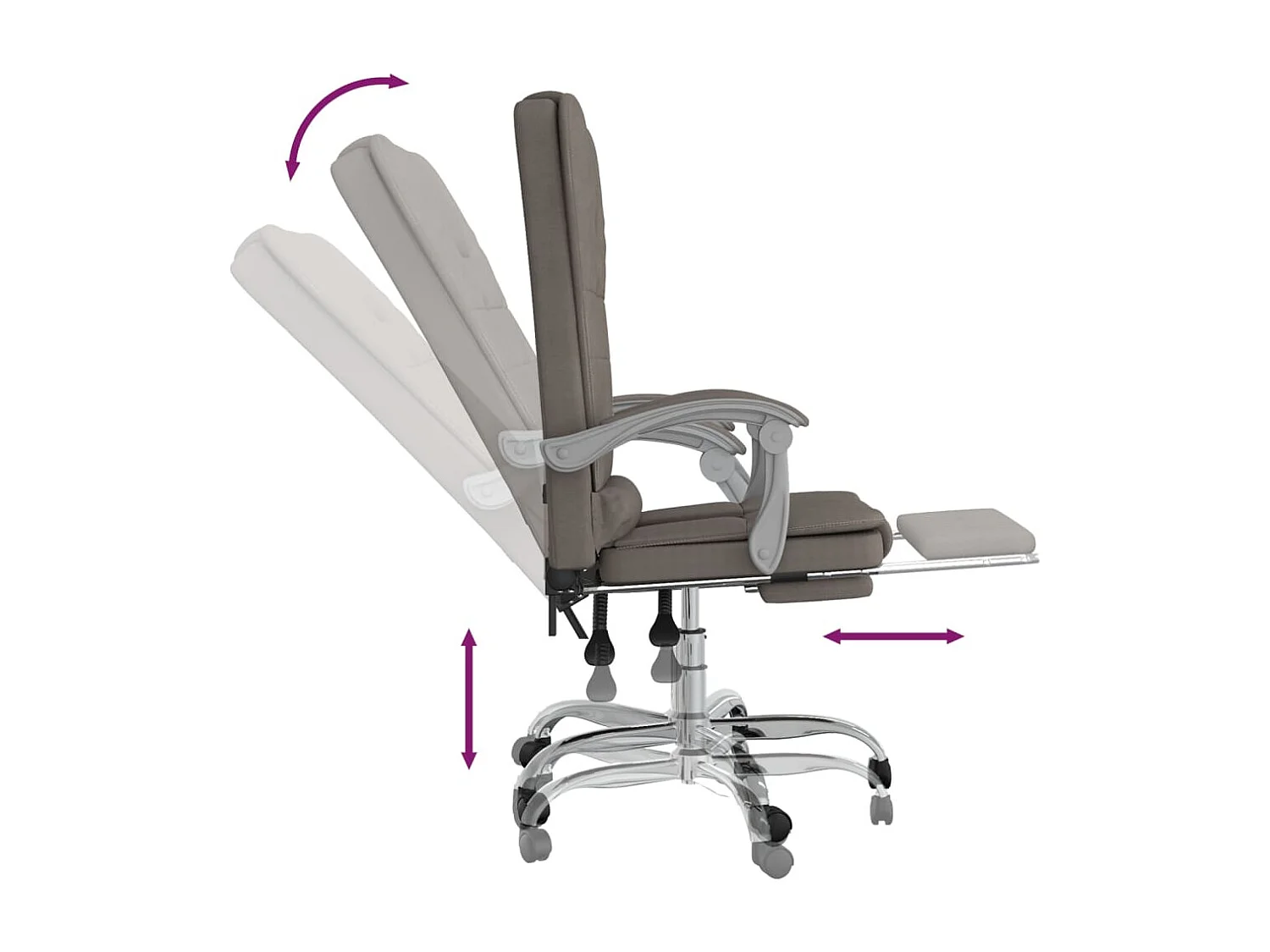 Fauteuil de massage inclinable de bureau Taupe Tissu