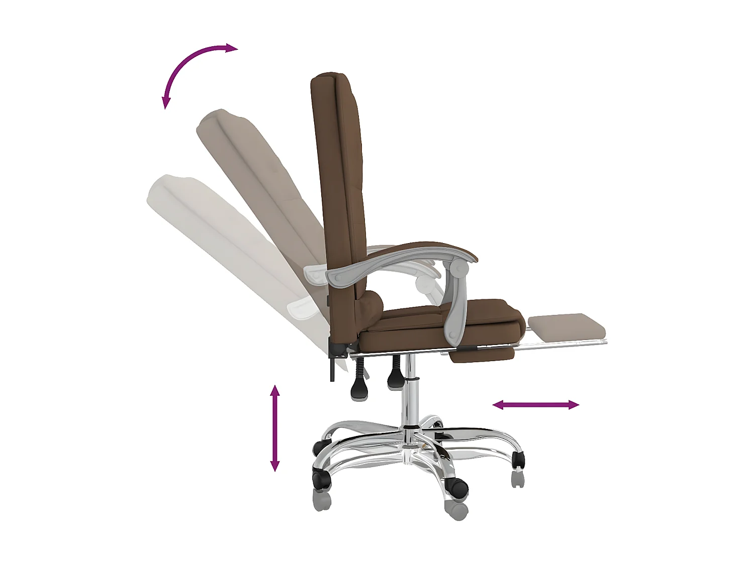 Fauteuil de massage inclinable de bureau Marron Tissu