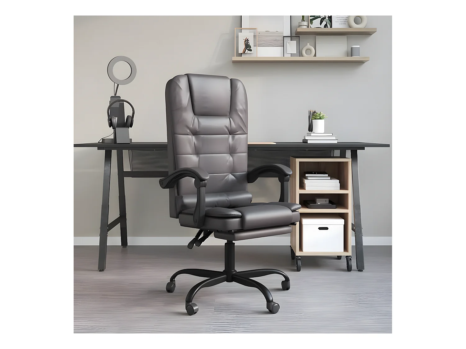 Fauteuil de massage inclinable de bureau Gris Similicuir