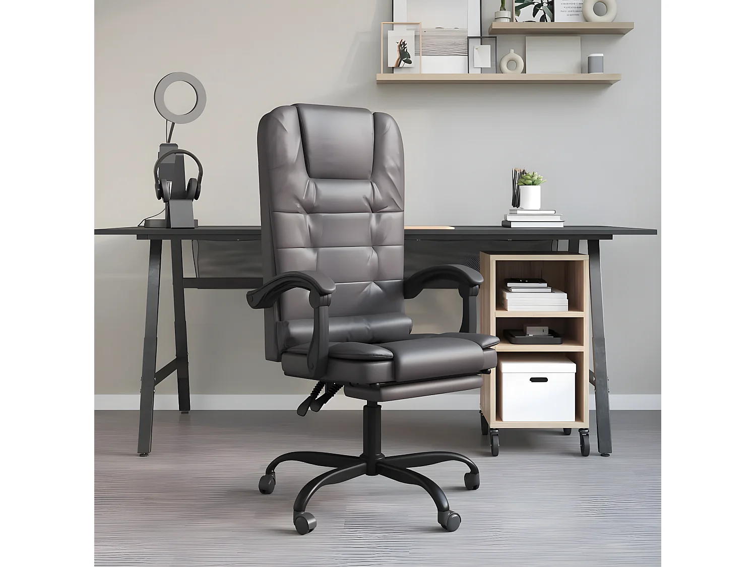 Fauteuil de massage inclinable de bureau Gris Similicuir