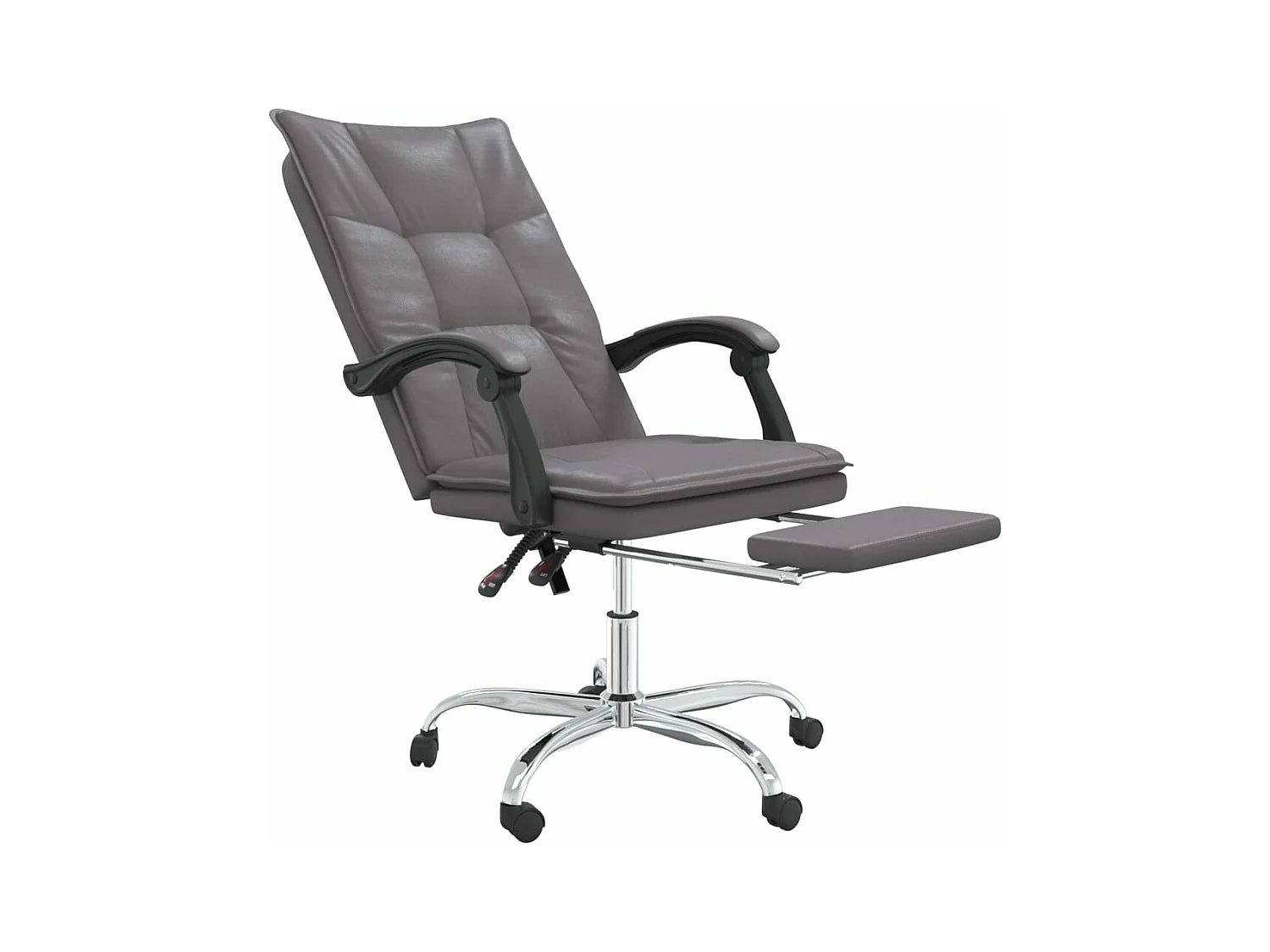 Cadeira de escritório reclinável couro artificial cinzento