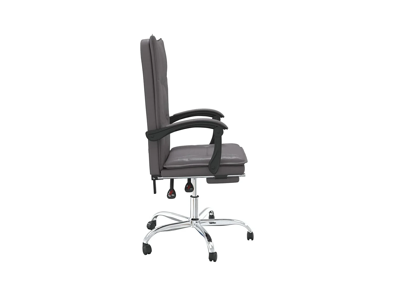 Cadeira de escritório reclinável couro artificial cinzento