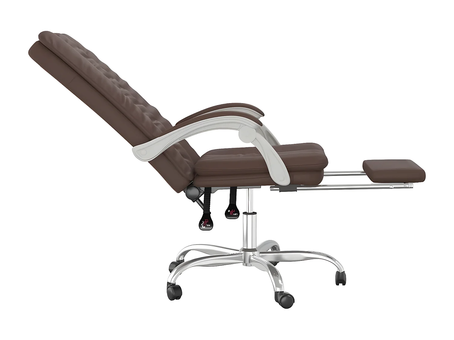 Silla de oficina reclinable cuero sintético marrón