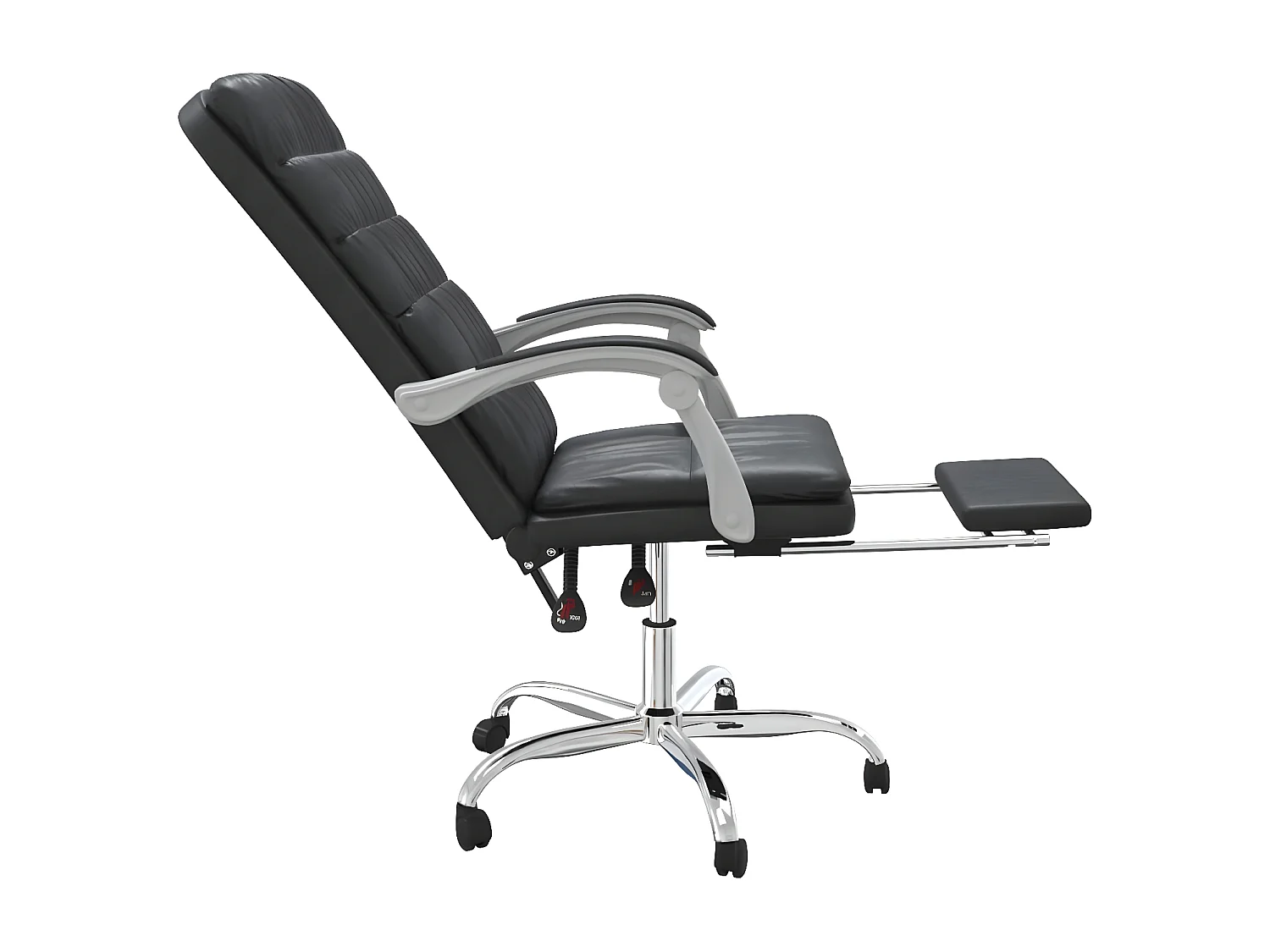 Silla de oficina reclinable cuero sintético negro