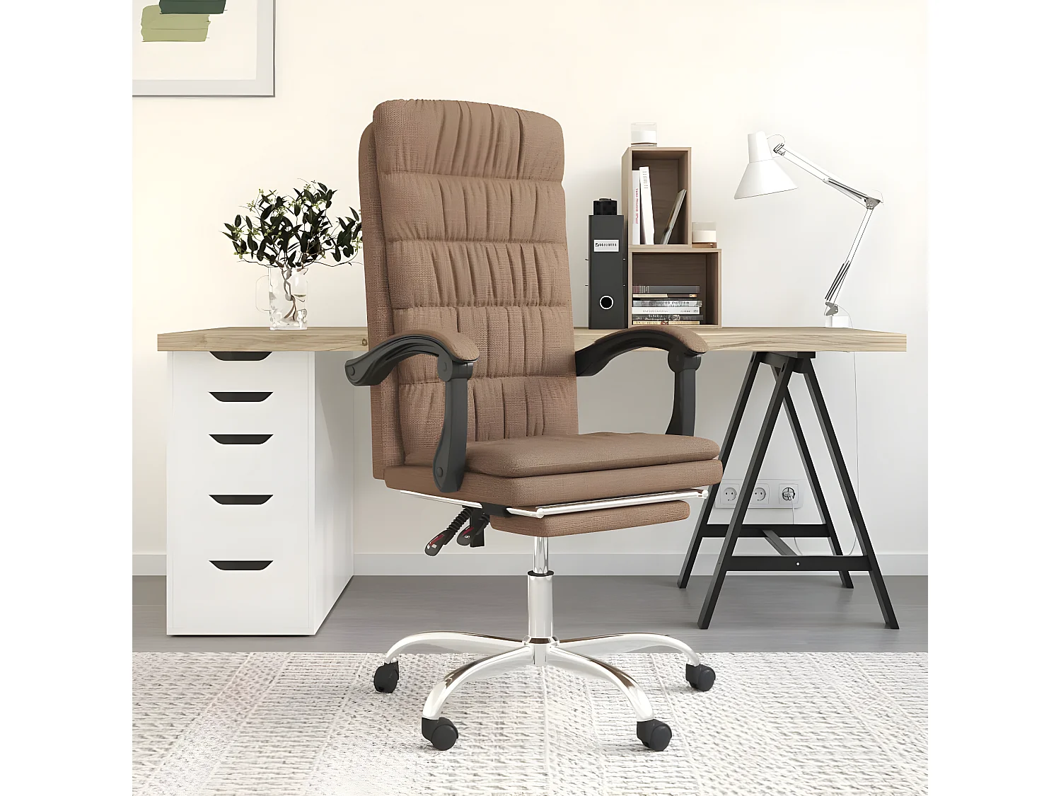Fauteuil inclinable de bureau Marron Tissu