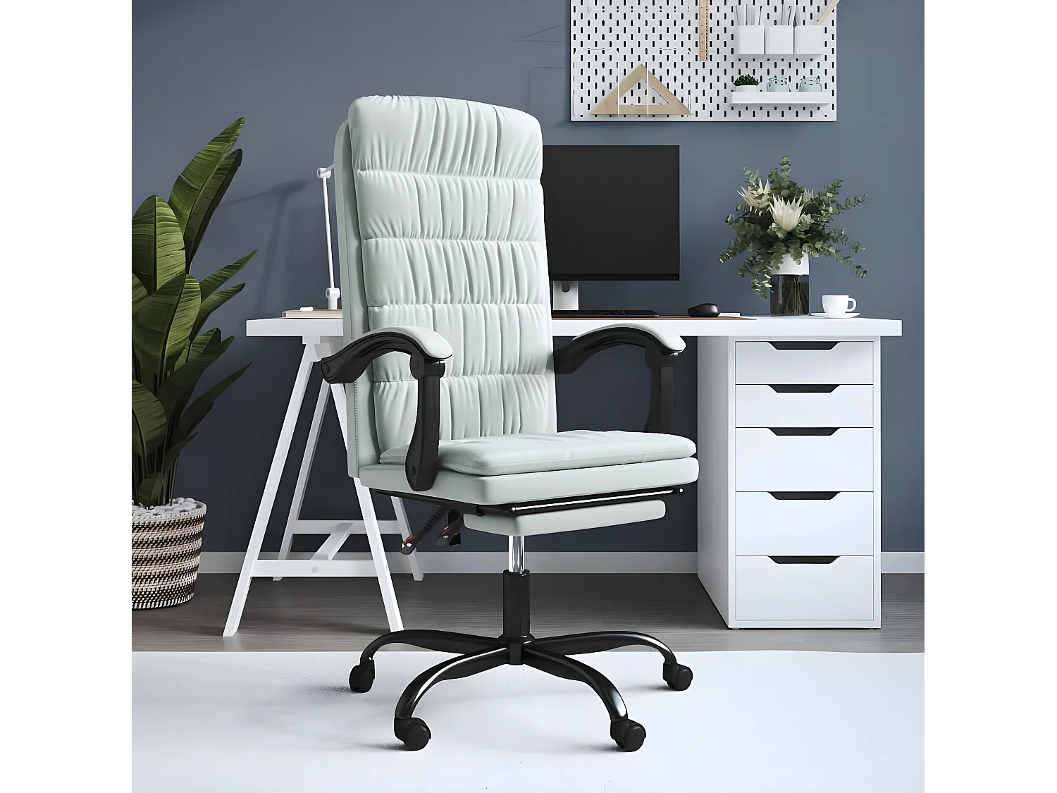 Cadeira de escritório reclinável veludo cinzento-claro