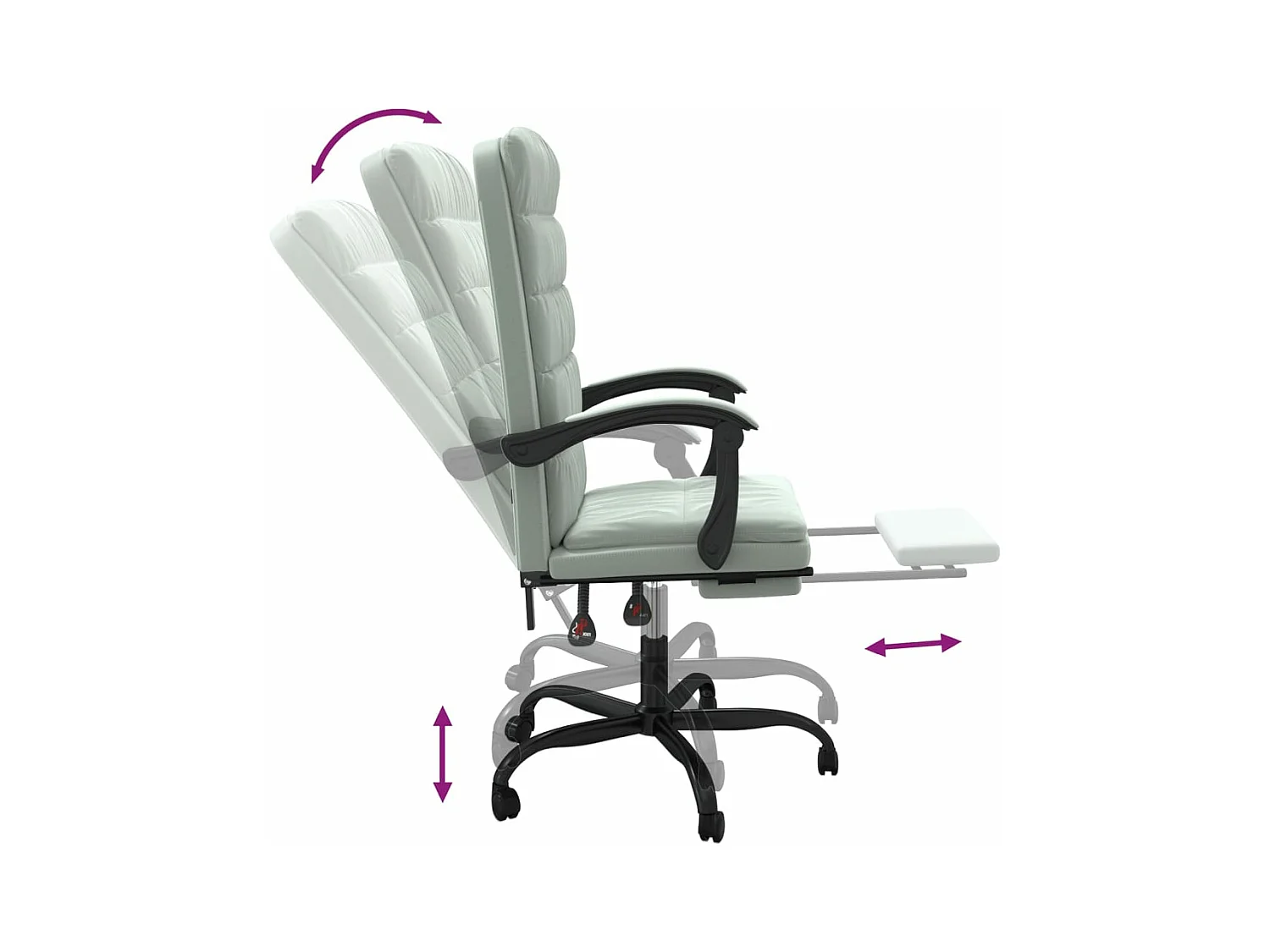 Silla de oficina reclinable de terciopelo gris claro