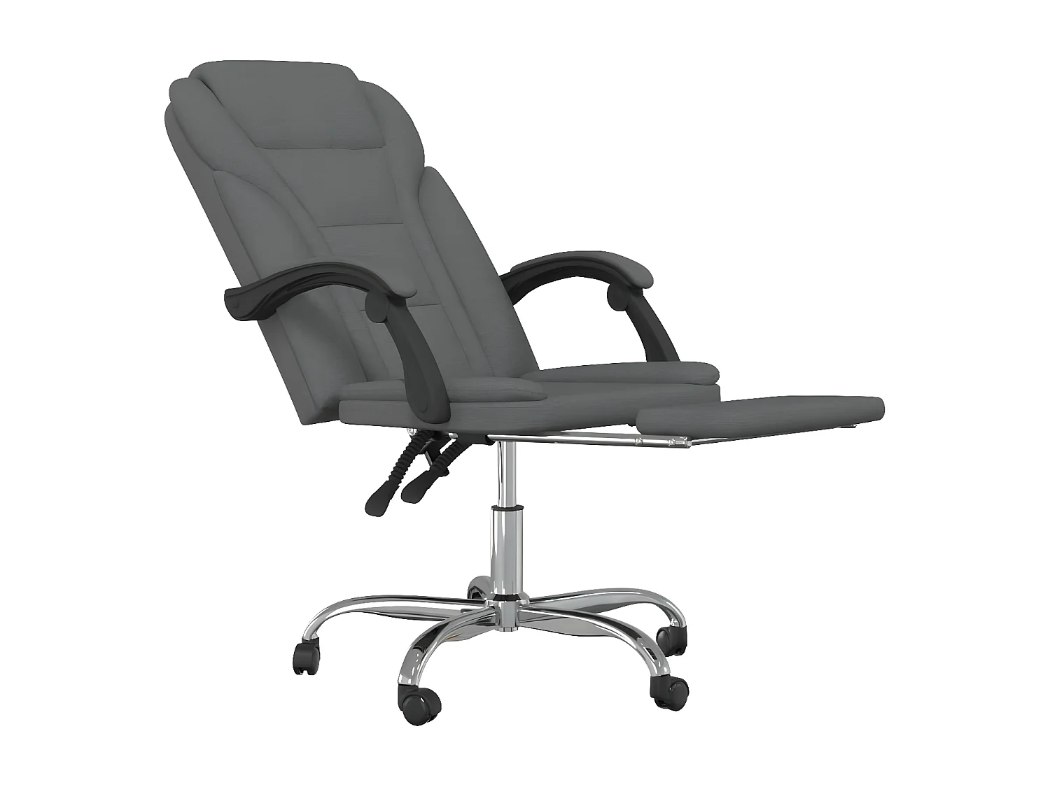 Silla de oficina reclinable de tela gris oscuro
