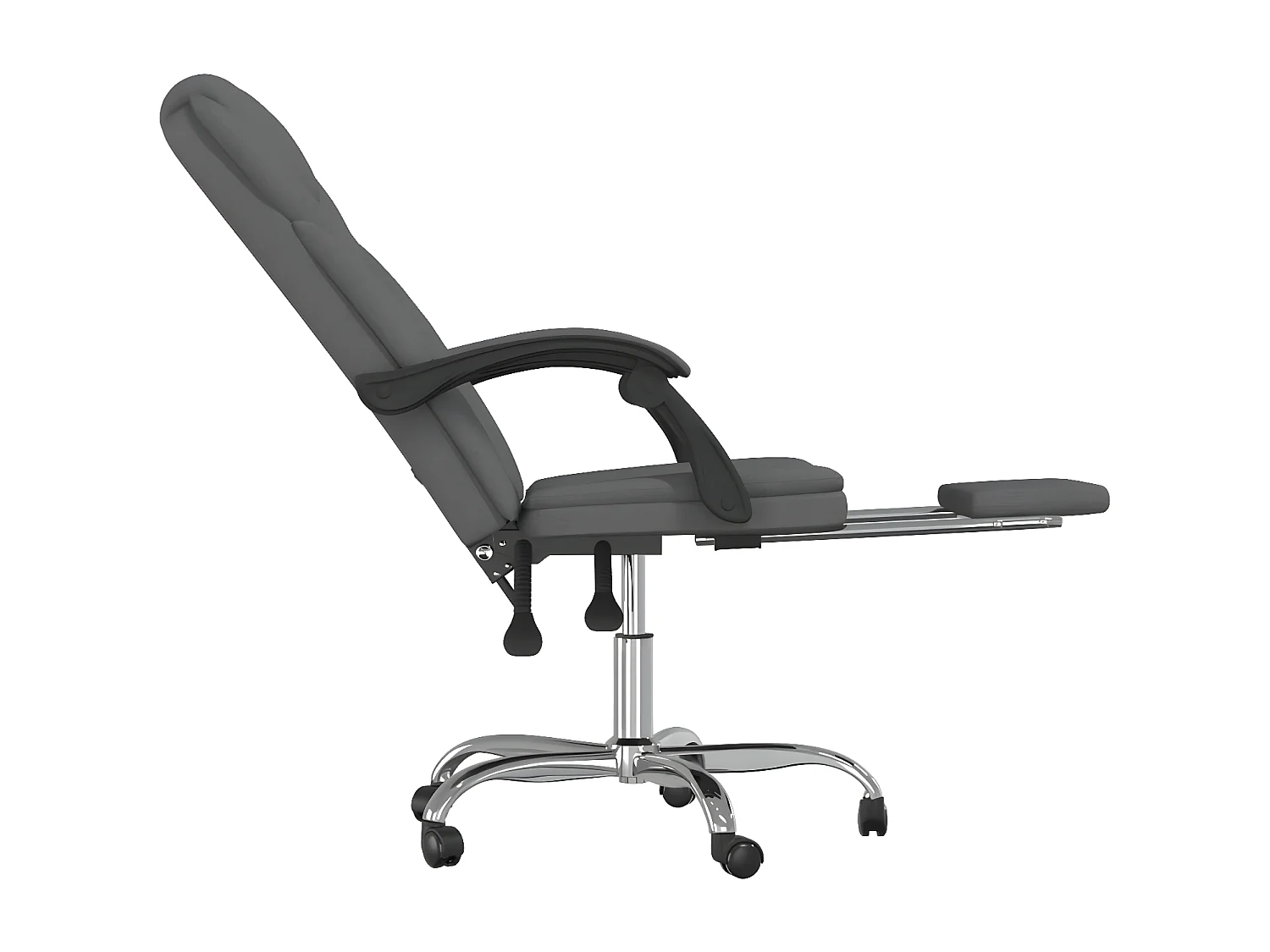 Silla de oficina reclinable de tela gris oscuro