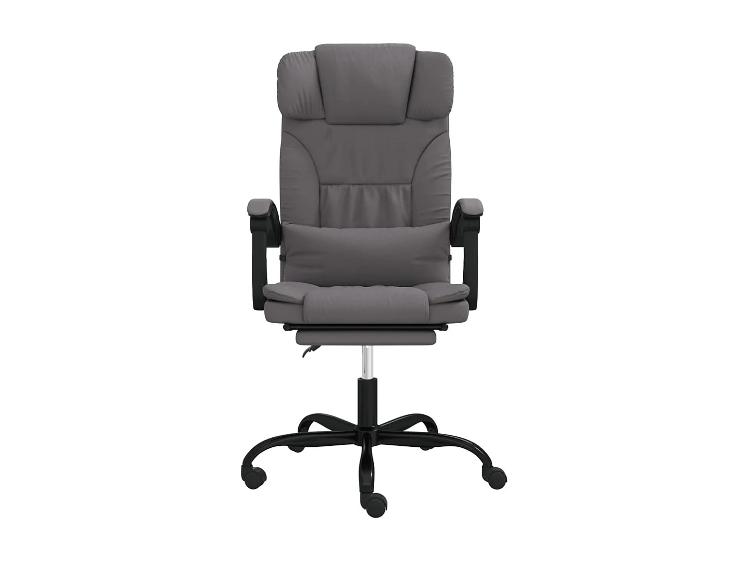 Silla de oficina reclinable cuero sintético gris